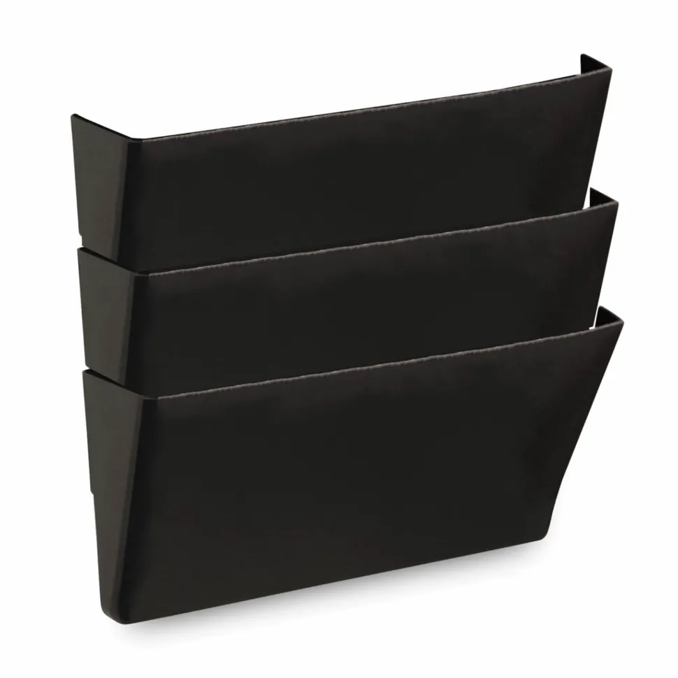 Universal Wall File Pockets, 3 Sections, Letter Size,13" x 4.13" x 14.5", Black, 3/Pack
