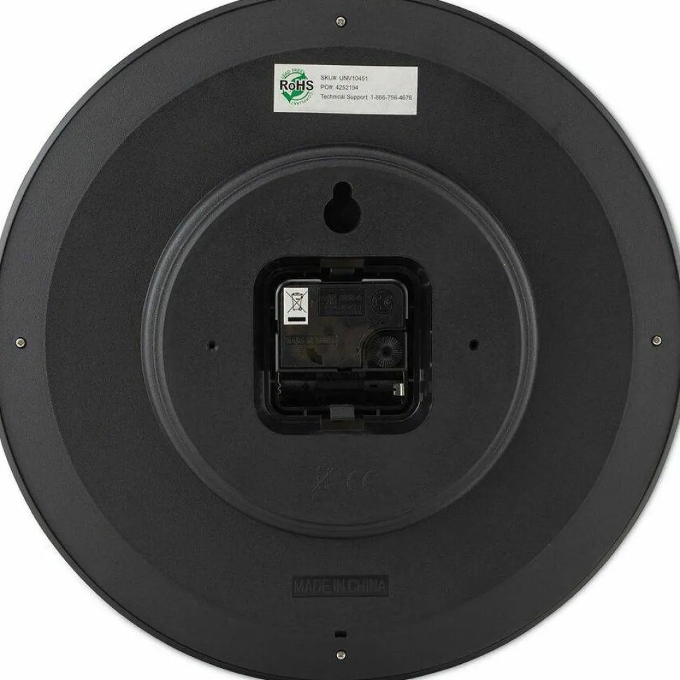 Universal Whisper Quiet Clock, 12" Overall Diameter, Black Case, 1 AA (sold separately)