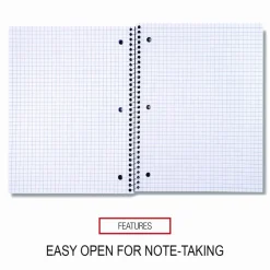 Universal Wirebound Notebook, 1-Subject, Quadrille Rule (4 sq/in), Black Cover, (70) 10.5 x 8 Sheets
