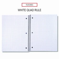 Universal Wirebound Notebook, 1-Subject, Quadrille Rule (4 sq/in), Black Cover, (70) 10.5 x 8 Sheets