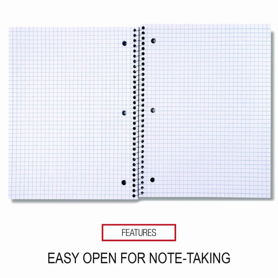 Universal Wirebound Notebook, 1-Subject, Quadrille Rule (4 sq/in), Assorted Cover Colors, (70) 10.5 x 8 Sheets, 4/Pack