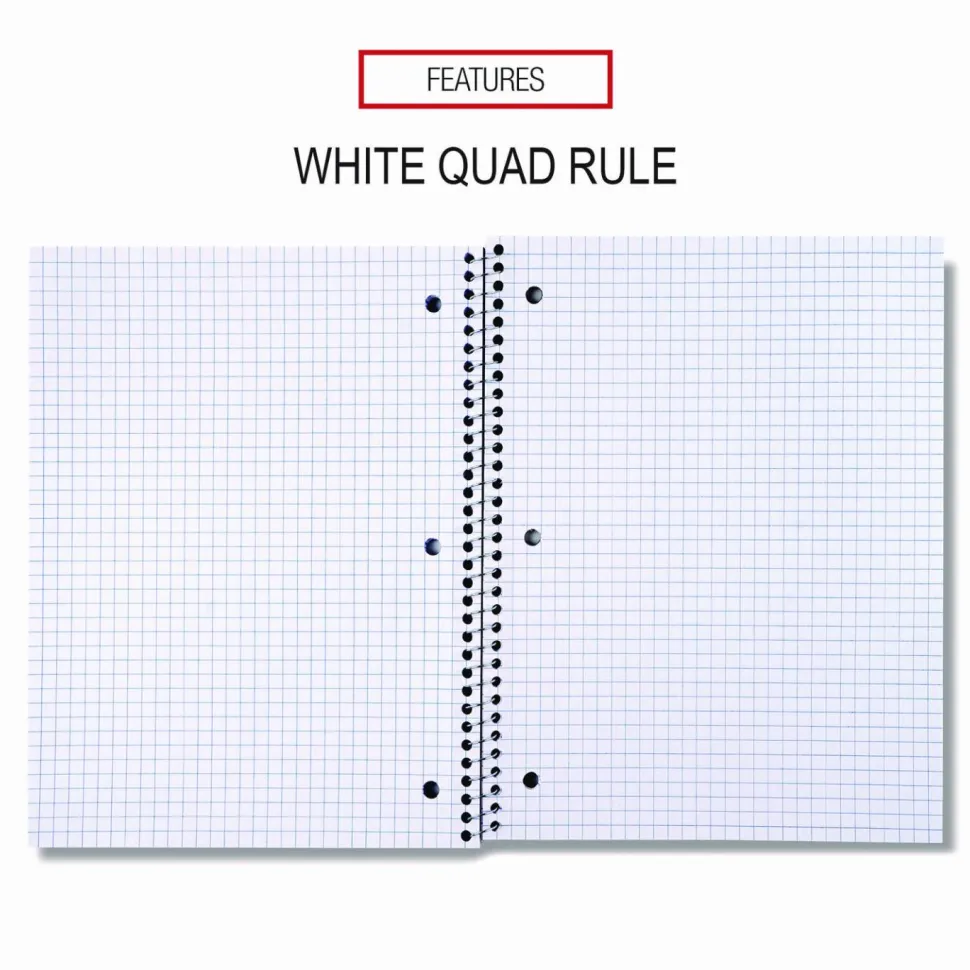 Universal Wirebound Notebook, 1-Subject, Quadrille Rule (4 sq/in), Assorted Cover Colors, (70) 10.5 x 8 Sheets, 4/Pack