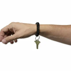 Universal Wrist Coil Plus Key Ring, Plastic, Black, 6/Pack