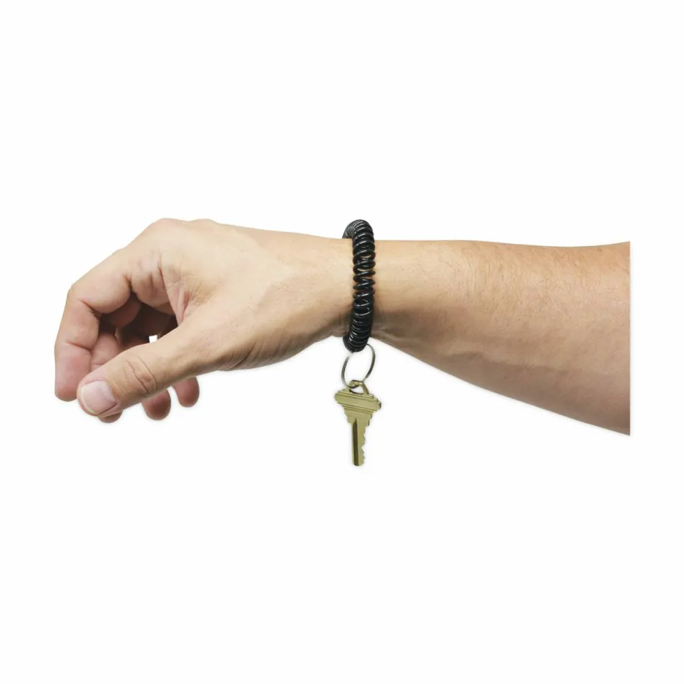 Universal Wrist Coil Plus Key Ring, Plastic, Assorted Colors, 6/Pack