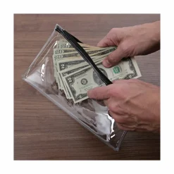 Universal Zippered Wallets/Cases, Polyethene, Toothed Zipper Closure, 11" x 6", Clear/Black, 2/Pack