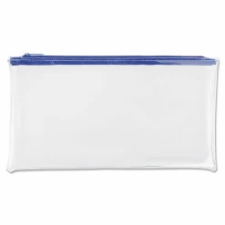 Universal Zippered Wallets/Cases, Polyethene, Toothed Zipper Closure, 11" x 6", Clear/Blue, 2/Pack