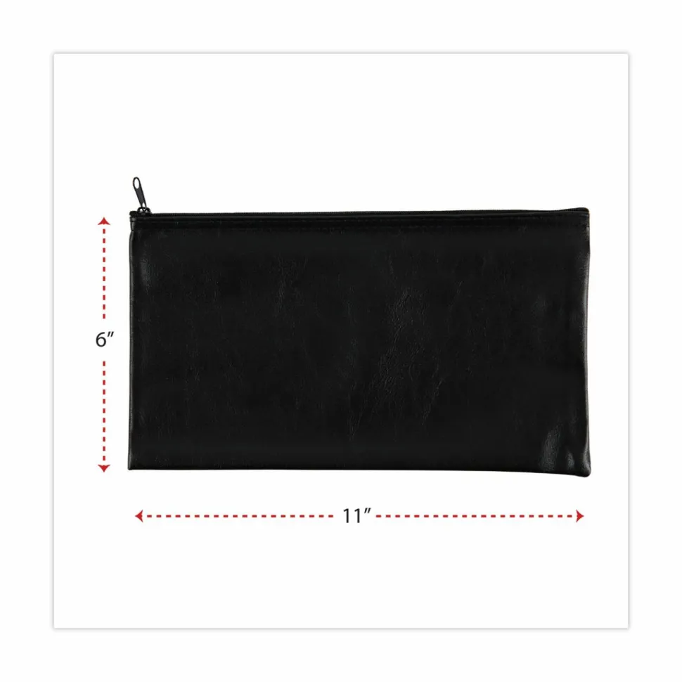 Universal Zippered Wallets/Cases, Leatherette PU, Toothed Zipper Closure, 11" x 6", Black, 2/Pack
