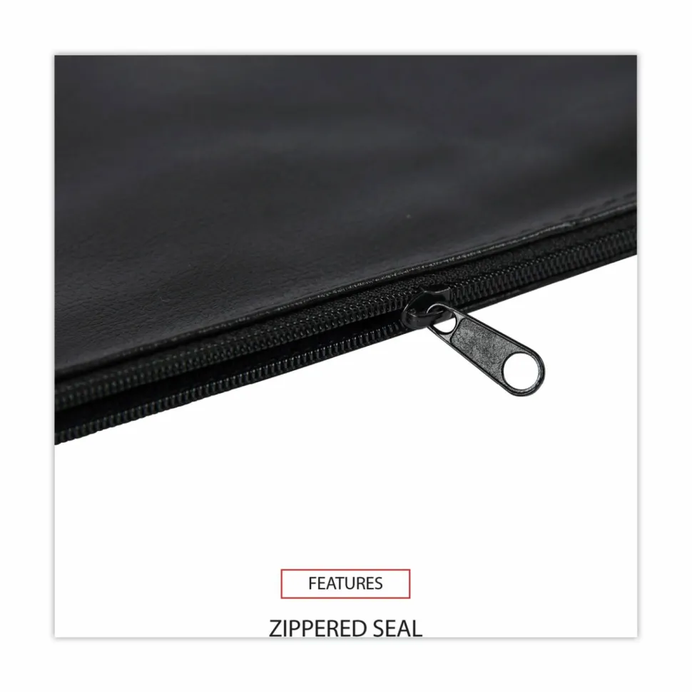 Universal Zippered Wallets/Cases, Leatherette PU, Toothed Zipper Closure, 11" x 6", Black, 2/Pack
