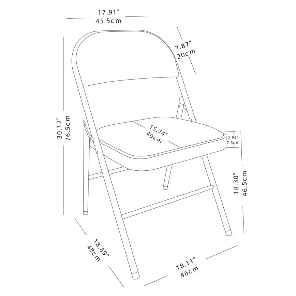 Upholstered Padded Folding Chair, Tan