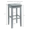Upholstered Square Seat 2Pc Bar Stool Set
