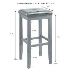 Upholstered Square Seat 2Pc Bar Stool Set