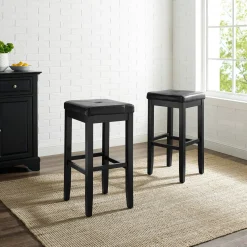 Upholstered Square Seat 2Pc Bar Stool Set