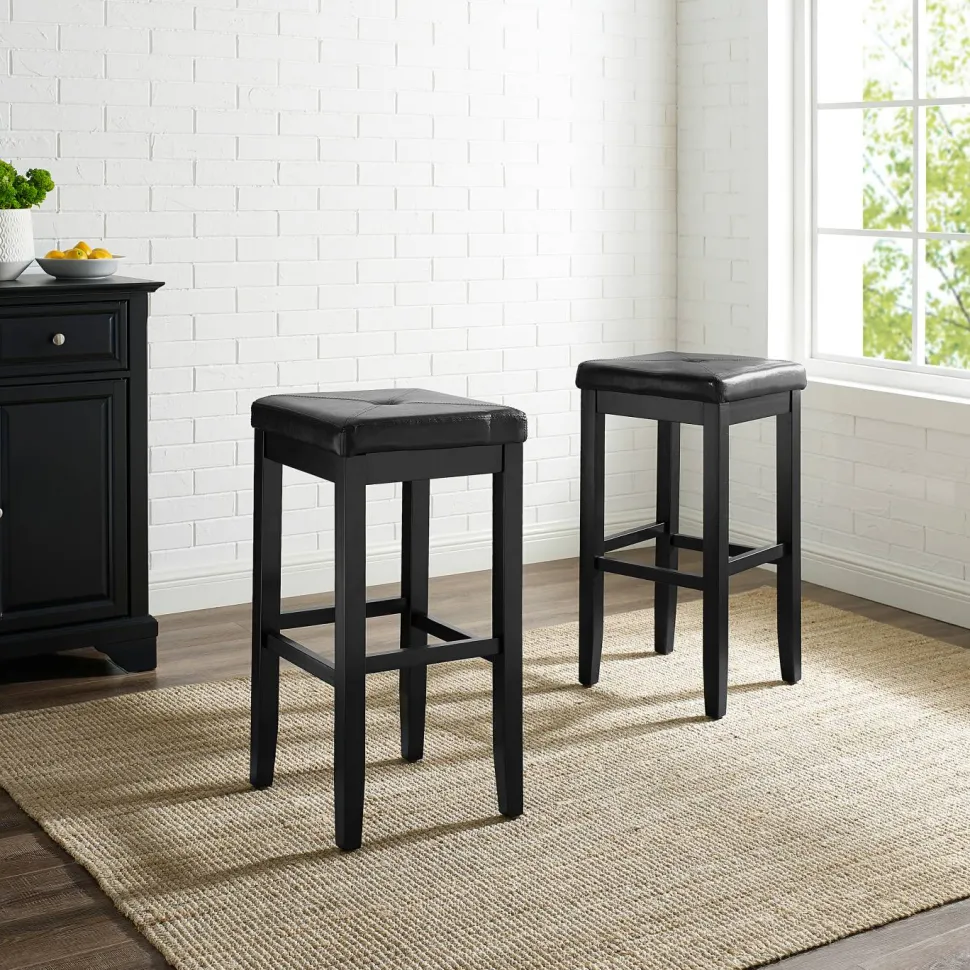Upholstered Square Seat 2Pc Bar Stool Set