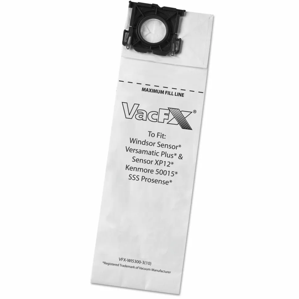 VacFX Vacuum Filter Bags Designed to Fit Allstar Javelin 12'' Series/Windsor Sensor S/S2/XP/Veramatic Plus, 100/Carton