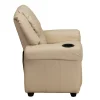 Vana Contemporary Beige Vinyl Kids Recliner with Cup Holder and Headrest