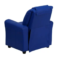 Vana Contemporary Blue Vinyl Kids Recliner with Cup Holder and Headrest