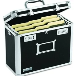 Vaultz Locking Storage File Tote, Letter Size, 12 1/4" x 13 3/4" x 7 1/4", Black