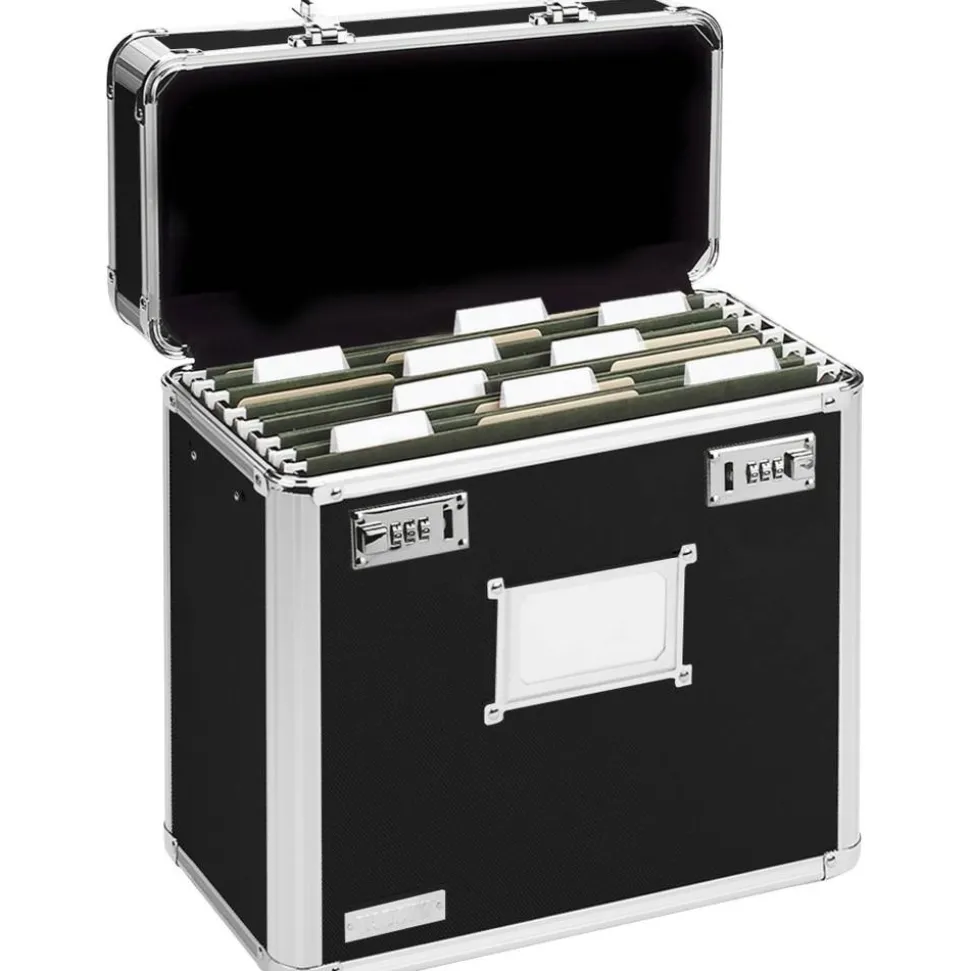 Vaultz Locking Storage File Tote, Letter Size, 12 1/4" x 13 3/4" x 7 1/4", Black