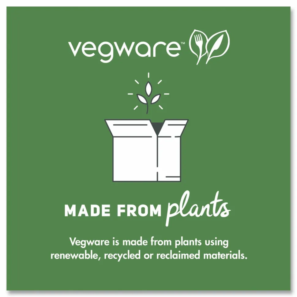 Vegware Nourish Molded Fiber Takeout Containers, , 3 Compartments, 7.9 x 7.9 x 2.9, White, Sugarcane, 200/Carton