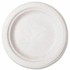 Vegware Nourish Molded Fiber Tableware, , Plate, Sugarcane, 6" dia, White, 1,000/Carton