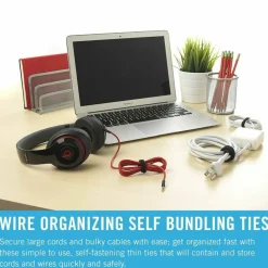 VELCRO Brand Reusable Ties, 8", Black/Gray, Pack Of 50