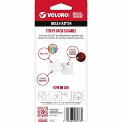 VELCRO Brand Sticky-Back Fasteners, Removable Adhesive, 0.88" x 0.88", White, 12/Pack