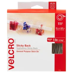 VELCRO Brand STICKY BACK Fastener Roll, 3/4" x 15', White, Total Qty 1