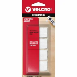 VELCRO Brand Sticky Back Fastener Squares, 7/8" x 7/8", White, Pack Of 32