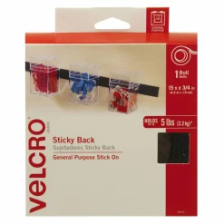 VELCRO Brand STICKY BACK Tape Roll, 3/4" x 15', Black