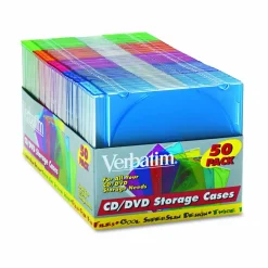 Verbatim CD and DVD Slim Jewel Cases Multi-Color 50 PK