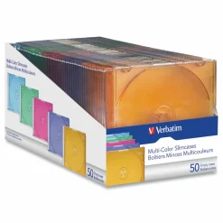 Verbatim CD and DVD Slim Jewel Cases Multi-Color 50 PK