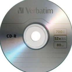 Verbatim CD-R Recordable Disc, 700 MB/80 min, 52x, Spindle, Silver, 100/Pack