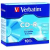 Verbatim CD-R Recordable Disc, 700 MB/80 min, 52x, Slim Jewel Case, Silver, 10/Pack