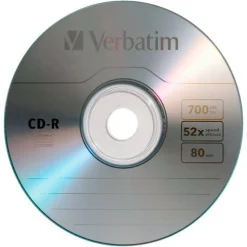 Verbatim CD-R Recordable Disc, 700 MB/80 min, 52x, Slim Jewel Case, Silver, 10/Pack