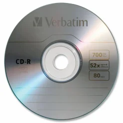 Verbatim CD-R Recordable Disc, 700 MB/80 min, 52x, Slim Jewel Case, Silver, 10/Pack