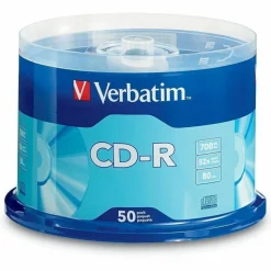 Verbatim CD-R Recordable Disc, 700 MB/80min, 52x, Spindle, Silver, 50/Pack