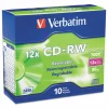 Verbatim CD-RW High-Speed Rewritable Disc, 700 MB/80 min, 12x, Slim Jewel Case, Silver, 10/Pack