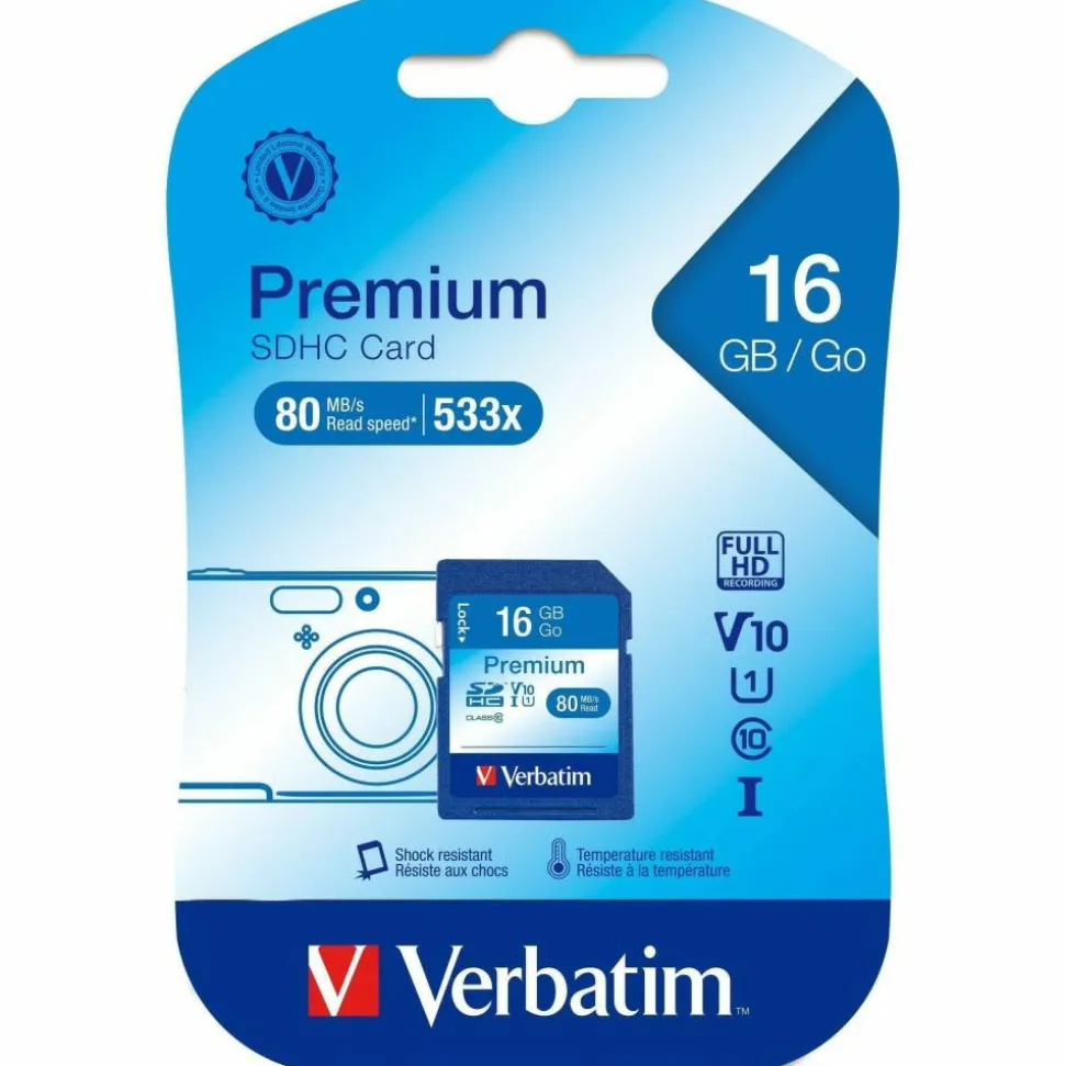 Verbatim Class 10 Secure Digital High Capacity (SDHC) Memory Card, 16GB