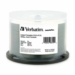 Verbatim DataLifePlus DVD Recordable Media - DVD+R DL - 8x - 8.50 GB - 50 / Pack - White