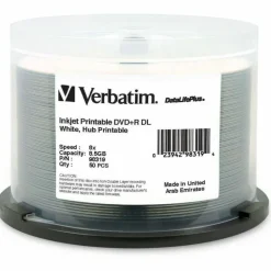 Verbatim DataLifePlus DVD+R Printable Disc Spindle, White, Pack Of 50