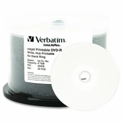 Verbatim DVD-R DataLife Plus Printable Recordable Disc, 4.7 GB,16x, Spindle, White, 50/Pack