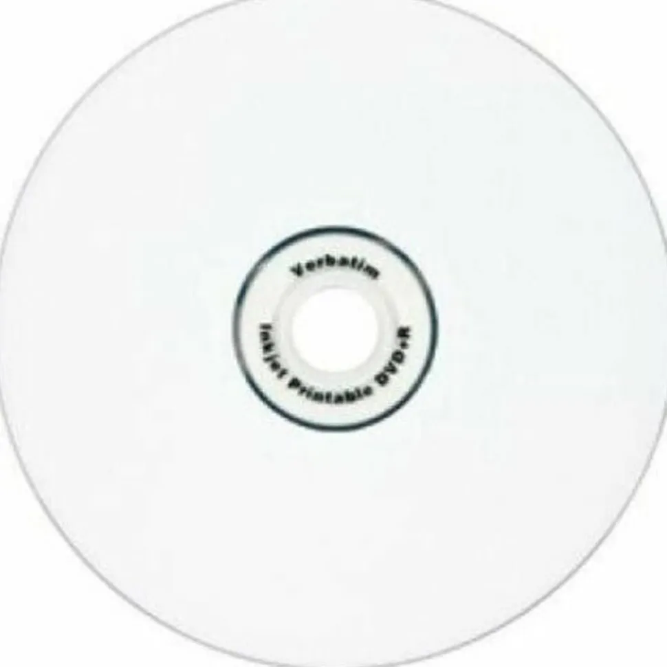Verbatim DVD+R 4.7GB 16X White Inkjet Printable - 100pk Spindle - 120mm - Printable