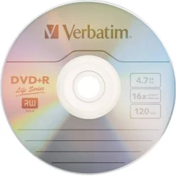Verbatim DVD+R Recordable Disc, 4.7 GB, 16x, Spindle, Silver, 100/Pack