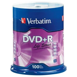 Verbatim DVD+R Recordable Disc, 4.7 GB, 16x, Spindle, Silver, 100/Pack
