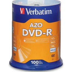 Verbatim DVD-R Recordable Disc, 4.7 GB, 16x, Spindle, Silver, 100/Pack