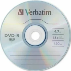 Verbatim DVD-R Recordable Disc, 4.7 GB, 16x, Spindle, Silver, 100/Pack