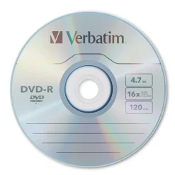 Verbatim DVD-R Recordable Disc, 4.7 GB, 16x, Spindle, Silver, 100/Pack