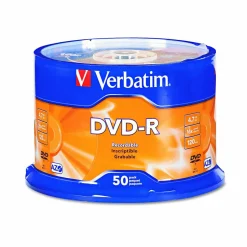 Verbatim DVD-R Recordable Disc, 4.7 GB, 16x, Spindle, Silver, 50/Pack