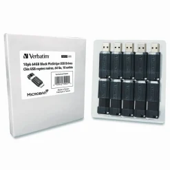 Verbatim 64GB PinStripe USB Flash Drive - Business 10pk - Black