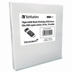 Verbatim 64GB PinStripe USB Flash Drive - Business 10pk - Black